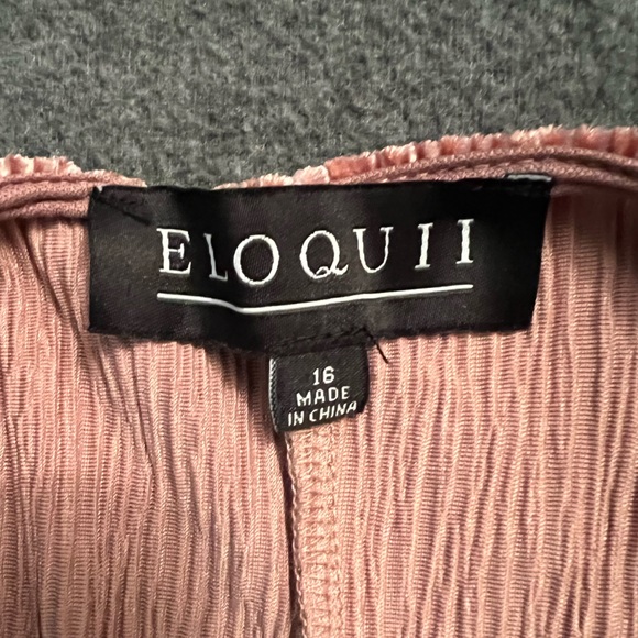 NWT Eloquii Pink Plisse Velvet Open Back Dress - Picture 3 of 9